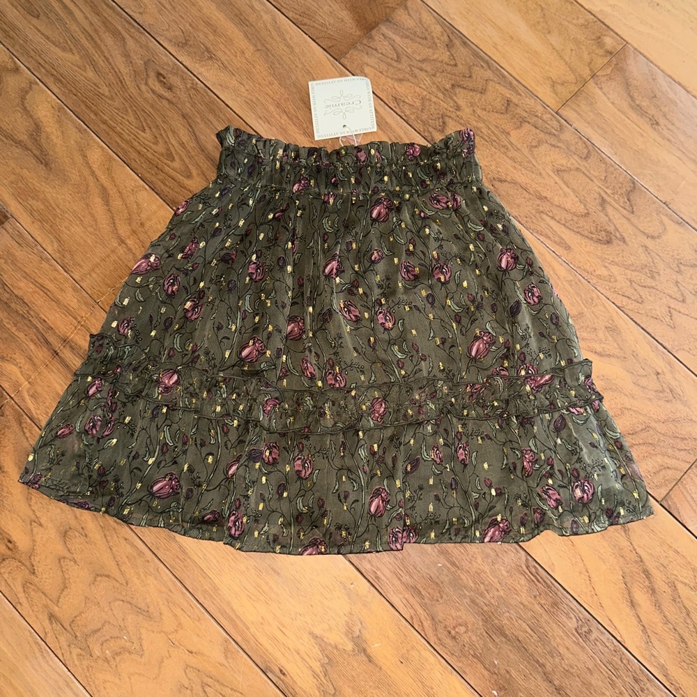Charming Floral Kids Skirt in Olive and Purple